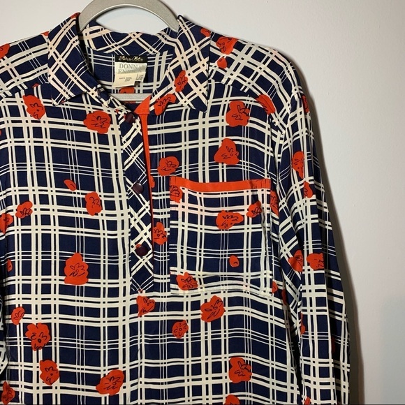 Women’s vintage Donna Enrica plaid floral printed silk t shirt dress size - Picture 3 of 8